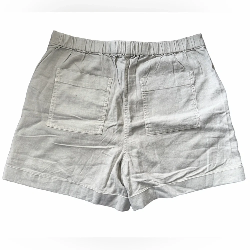 NIC + ZOE Linen Blend Shorts Neutral Beige Pull-On Pockets Casual | Size Medium - Picture 2 of 7